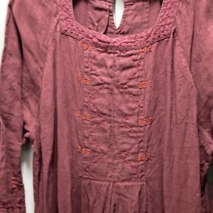 Gudrun Sjoden embroidered L dress 100% linen.